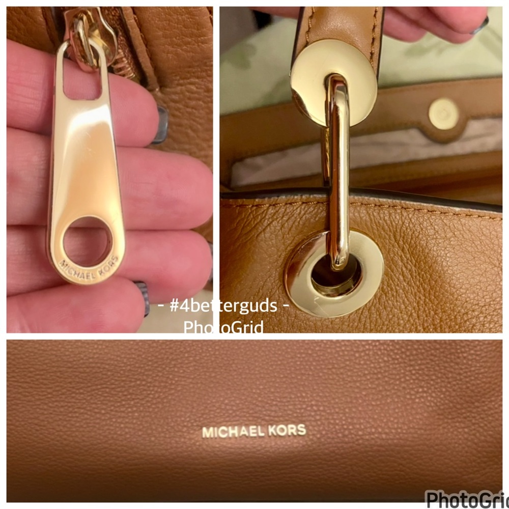 Michael Kors Large Pebbled Leather Satchel Luggage Brown Shoulder Hobo Handbag - Picture 8 of 16